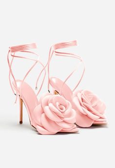 I’m absolutely in love with this shoe. I think it could be easily dressed up or down for the Spring & Summer months. It comes in three different colors. 3d Flower Applique, Hot Pink Heels, Pink Stilettos, Rose Lace, Strappy Sandals Heels, Pink Heels, Flower Applique, Women's Footwear, Strappy Heels