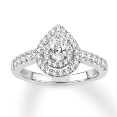 a pear shaped diamond engagement ring