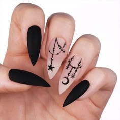 Perfect nails 🖤🌑🖤 Credit: nailsbycambria #thealleychicago #gothic #goth #GothAesthetic #grunge #punk #thealley #punkfashion Black Halloween Nails, Black Stiletto Nails, Ten Nails, Goth Nails, Halloween Nail Designs, Halloween Nail Art, Black Halloween, Beautiful Nail Art