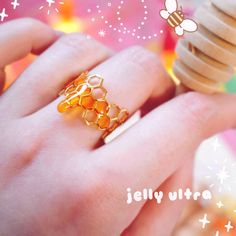 Honeycomb Jewelry, Honeycomb Ring, Honey Jewelry, Indie Jewelry, Bee Jewelry, Resin Ring, Food Fashion, July 31, Themed Jewelry