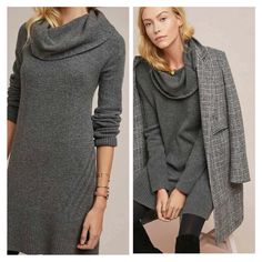 Nwt Anthropologie Sonoran Cowl Neck Sweater Dress, Sz S. Pull On Styling. Cool Grey. Shoulder-Hem 34”, Arm Length 24”. Cowl Neck Sweater Dress, Cowl Neck Sweater, Anthropologie Dresses, Cowl Neck, Neck Sweater, Sweater Dress, Anthropologie, Womens Dresses, Grey