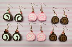 Sweeten up your wardrobe with these handmade lightweight Swiss roll cake earrings! Ensure you correctly select which pair you want before checking out. Cake Earrings, Swiss Cake, Crazy Earrings, Swiss Roll Cake, Quirky Earrings, Swiss Roll, Cake Roll, Hook Earrings, Polymer Clay Crafts