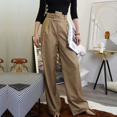 44511148409054|44511148441822 Khaki Wide-leg Harem Pants, Khaki Wide-leg Harem Pants Loosely Fitted Hips, Black Baggy Hip-length Bottoms, Brown High-waisted Pants With Elastic Waistband, Streetwear Trousers, High-waisted Brown Cotton Parachute Pants, Minimalist Streetwear, Casual Wide Leg Pants, Female Fashion