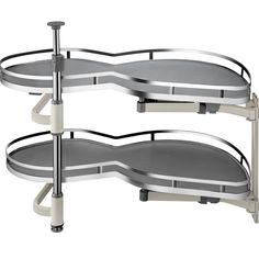 two tiered trays with wheels on each side