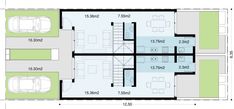 the floor plan for an apartment with two beds and one living room, which is divided into