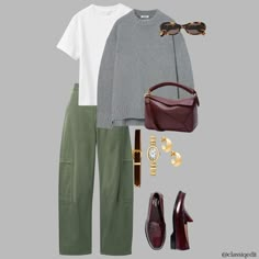 🍃🌱How to style green pants💚🥦 Which look is your favorite? #greenpants #styling #fashion #virtualstyling Green Knit Pants Outfit, Green Trousers Work Outfit, Fall Green Pants Outfit, Outfit With Green Trousers, Green Pants Women Outfit, Wide Leg Army Green Pants Outfit, Emerald Green Style Outfit, Olive Dress Pants Outfit, Office Inspo Outfit