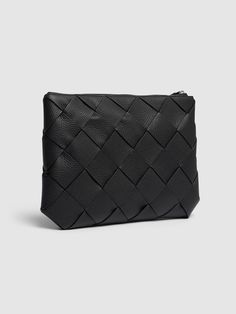 Height: 16.5cm Width: 25cm Depth: 2cm. Wristlet,Drop: 23 cm. Top zip closure. Single compartment. Lined,Interior leather tag with embossed logo Bottega Veneta Pouch, Bottega Veneta Jodie, New Bottega, Latest Bags, Bottega Veneta Bags, Large Pouch, Leather Tag, Leather Pouch, Black Cross Body Bag