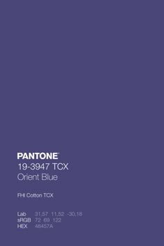 pantone's purple hue is shown in the background, and it appears to be blue