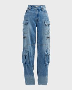 Alice + Olivia Cay Baggy Denim Cargo Pants Outfits Baggy, Denim Cargo Pants, Denim Cargo, Baggy Denim, Fall Denim, Style Cargo, Floral Denim, Cargo Pocket, Feminine Aesthetic