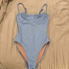 Excellent, Like New Never Worn, But Missed The Return Window Size 4, But Coudl Also Work For A 2 Color: Cornflower (Light Blue) Blue Fitted Lined Bodysuit, Fitted Blue Bodysuit With Lined Body, Summer Blue Bodysuit With Adjustable Straps, Blue Summer Bodysuit With Adjustable Straps, Spring Pool Bodysuit With Underwire, Spring Underwire Bodysuit For Pool, Underwire Bodysuit For Spring Pool Events, Blue Stretch Bodysuit With Spaghetti Straps, Blue One-piece Lined Bodysuit