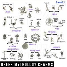 the greek mythology charms are all different styles