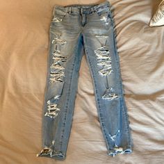 Curt High Rise Skinny Jeans. Nwot Very Distressed And Very Stretchy High Rise Ripped Grunge Jeans, Cheap High-rise Distressed Pants, White Ripped Jeans American Eagle, American Eagle Jeans Ripped High Waisted, Ripped Jeans American Eagle, Dream Jeans, Jeans American Eagle, American Eagle Outfitters Jeans, Jean Leggings