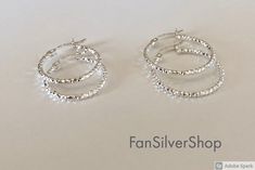 Stunning sterling silver diamond cut pair of hoops.  Stunning earrings, handmade with great quality from Mexico. Usually ships in 5 days. Fast and free shipping for US. Stunning Earrings, Sterling Silver Hoops, Jewelry Earrings Hoops, Silver Hoops, Jewelry Silver, Silver Diamonds, Earrings Silver, Diamond Cut, Sterling Silber