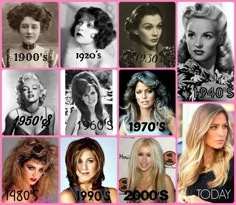 Hairstyles Through The Decades, Toddler Hair Styles, Makeup History, Fashion Through The Decades, Decades Fashion, Blonde Hairstyles, Through The Decades, Athletic Hairstyles, Vintage Makeup