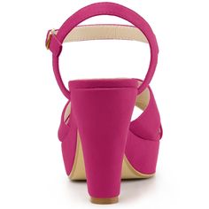 The classic sandals are sure to compliment every modern woman's wardrobe. Update your style with this pair of heels that will last for all memories! These heels feature a cute strap that hugs your ankle for custom support and provides comfort throughout wear. They are easy to pair with dresses and jeans for a casual look. Believe you will need sandals like it for the coming season. Pink High Heel Block Heels With Heel Strap, Pink High Heel Block Heels With Strap, Chic Pink Block Heels With 4-inch Heel, Pink Slingback Sandals With Padded Heel For Summer, Pink Sandals With Heel Strap And Open Heel, Summer Pink Slingback Sandals With Padded Heel, Pink Open Toe Sandals With 4-inch Heel, Pink Round Toe Wedge Sandals For Formal Occasions, Pink Wedge Heel Sandals For Formal Occasions