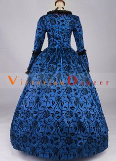 Renaissance Blue Gothic Fantasy Brocade Dress Steampunk Ball Gown Theatre Costume     Condition: Brand New   Color: Wine Red / Blue /Green / Purple   Material: Brocade And Satins   Silhouette: Ball Gown   Sleeve Length: Long Sleeve   Dresses Length:Floor-Length   Neckline: Square Collar   Decoration: Ruffles   Style: Vintage   Includes: Dress + Neck Brand     Whether you amp;#39;re looking for a Revolutionary,Regency,Early Victorian,Pioneer Women,Old West,Civil War Era,Polonaise Sets,Bustle Eras Blue Fitted Gothic Medieval Dress, Fitted Blue Gothic Medieval Dress, Fitted Gothic Medieval Dress In Blue, Blue Fitted Medieval Dress For Cosplay, Elegant Blue Dress For Halloween, Blue Victorian Dress For Party, Vintage Blue Dress For Halloween, Fitted Blue Victorian Dress With Long Sleeves, Fitted Long Sleeve Victorian Dress In Blue