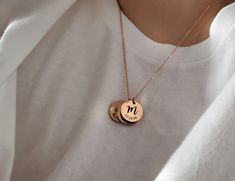 "Custom Initial and Date Disc Necklace for mom, personalized jewelry, Engraved necklace, circle round initial pendant necklaces for women ❤ If you want to add additional pendant, please check out this together. https://www.etsy.com/listing/871113780/additional-pendant?ga_search_query=additional&ref=shop_items_search_1&frs=1 ❤ 18\" long chain But if you want shorter or longer chain, Just leave a note about this when you check out. I will make that size. ❤ T H E ∙ O R A C L E ∙ N E C K L A Customized Rose Gold Necklaces, Customizable Round Rose Gold Charm Necklace, Customized Rose Gold Necklace, Customized Round Rose Gold Necklace, Monogram Initial Necklace For Mother's Day, Round Initial Necklace For Everyday And Mother's Day, Everyday Round Initial Necklace For Mother's Day, Customizable Rose Gold Name Necklace, Customizable Round Rose Gold Name Necklace