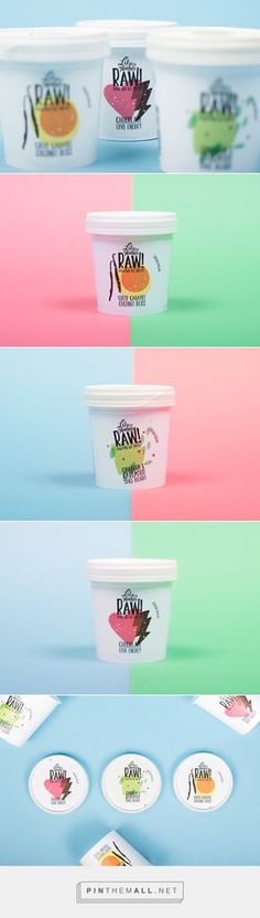 three different flavors of yogurt are shown in the same color palettes, each with