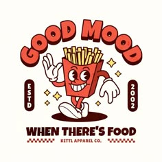 the logo for good mood, which features an image of a hot dog with fries on it