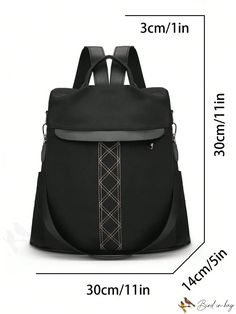 BirdinBag - Black Stitch Detail Classic Backpack for Students: Ideal for College, High School, Travel & Outdoors Black Large Capacity Shoulder Bag For Back To School, Black Satchel Shoulder Bag For Back To School, Black Shoulder Bag For Back To School, Black Large Capacity Bag For Back To School, Casual Anti-theft Bag For Daily Use, Large Capacity Black Bag For Back To School, Black Satchel Bag For Back To School, Black Satchel Bags With Anti-theft Pocket, Black Bags For Daily Use And Back To School