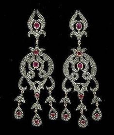 Handmade item Recycling: No Earring weight: 16.590 Grams Earring Length: 3.00 inches Earring width: 1.00 inches Gemstones: Natural Victorian Rose cut diamonds & Ruby Diamonds weight: 10.44 Carats Diamonds Colure: Light Tinted Diamonds Shape: Round Ruby weight: 6.80 Carats Ruby : Lab Created Material: Silver Silver purity: 925 Earring Finished: Antique & Gold Bani Thani, Dreamy Jewelry, Wedding Earring, Jeweled Earrings, Jewel Box, Deco Jewelry, Vintage Rose, Art Deco Jewelry, Screw Back Earrings