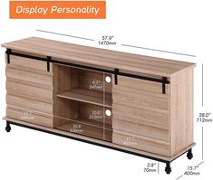 an image of a tv stand with drawers on wheels and measurements for the widths