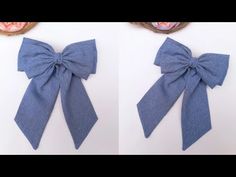 two pictures of the same blue bow