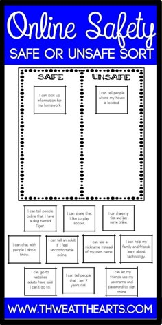 the online safety safe or unsafe sort chart for students to use in their classroom