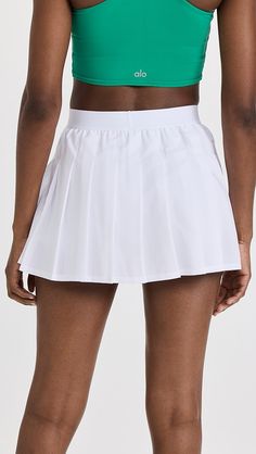 Alo Yoga Varsity Tennis Skirt | Shopbop Tennis Skirt Black, Morning Jog, Online Yoga, Comfy Hoodies, Tennis Skirt, Alo Yoga, New Trends, White Skirts, Bra Tops