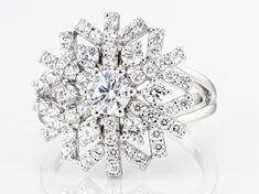 Bella Luce ® white diamond simulants 2.99ctw round, rhodium over sterling silver snowflake ring. Measures approximately 0.88"L x 0.75"W and is not sizable. The diamond equivalent weight is 1.54ctw. Fine Jewelry Snowflake Cubic Zirconia, Snowflake Shaped Cubic Zirconia Fine Jewelry, Cubic Zirconia Snowflake Jewelry For Anniversary, Diamond White Cubic Zirconia Snowflake Jewelry, Snowflake Cubic Zirconia Jewelry For Anniversary, Anniversary Snowflake Cubic Zirconia Jewelry, White Snowflake Fine Jewelry, Fine Jewelry Snowflake Jewelry For Anniversary, Formal Diamond Snowflake Jewelry