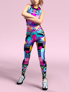 POP ART ONE active catsuit ►Why do you need this workout set? This totally stunning set has the magical ability to make all shapes and sizes look incredible, both day and night! The flexible sizing allows you to wear them, and look better than in anything else you could possibly wear! It's made with an extremely comfortable material that is perfect for any type of activity. ►Material/Structure All of my products are made from top quality four-way stretch Italian Lycra® The fabric structure consi Pink Stretch Unitard For Sports, Playful Stretch Activewear For The Gym, Playful Fitted Activewear For Yoga, Playful Fitted Yoga Activewear, Playful Pink Fitted Activewear, Fitted Multicolor Activewear For Running, Multicolor Graphic Print Activewear For Sports, Multicolor Stretch Rave Unitard, Playful Stretch Multicolor Activewear