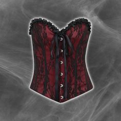 Embrace the gothic charm with this hot red corset top, exuding an undeniable goth aesthetic. The seductive allure of lace details is perfectly balanced by the functional button and lace-up fastening. Crafted from a polyester-spandex blend, this strapless corset top is a must-have addition to your dark, gothic wardrobe. Goth aesthetic Button & lace up fastening at front Polyester, spandex Lace details Strapless Gothic Wardrobe, Red Corset Top, Strapless Corset Top, Jeans Patchwork, Fall Sweaters For Women, Aesthetic Clothing Stores, Goth Corset, Jogger Pants Casual, Denim Hoodie