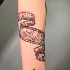 Arm Tattoo Layout Women, Coloured Tattoo Ideas, Female Inner Bicep Tattoo, Cool Colored Tattoos, Cute Colourful Tattoos, Dopamine Tattoo Flower, Realism Patchwork Tattoo Ideas, Black And White Tattoo With Pop Of Color, Art Piece Tattoo