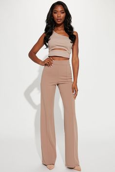 Tall Victoria High Waisted Dress Pants - Taupe | Fashion Nova, Career/Office | Fashion Nova Mauve Fashion, High Waisted Dress, Taupe Fashion, High Waisted Dress Pants, Waisted Dress, Cream Pants, Clothing For Tall Women, Tall Pants, Navy Fashion