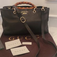 Gucci Pebbled Leather With Bamboo Handles And Crossbody Strap. Stitching On The Right Side Has Come Undone- See Pics. Comes With Dustbag And Care Cards. Gucci Brown Calf Leather Bag, Brown Gucci Calf Leather Bag, Gucci Calf Leather Shopping Bag, Chic Gucci Textured Leather Shoulder Bag, Gucci Calf Leather Tote Bag, Gucci Calf Leather Bags With Gold-tone Hardware, Gucci Evening Bag In Calf Leather, Gucci Calf Leather Evening Bag, Gucci Evening Calf Leather Bag