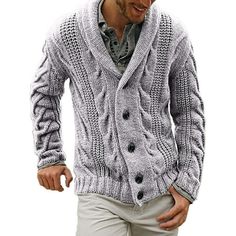 Description: Condition: 100% Brand New and High Quality Gender: Men, Gentleman, Male, Boys, Teen Style: Men Long Sleeve Cardigan, Casual Loose Long Sleeve Knitted Sweater Cardigan Blouse Tops Pattern Type: Solid Color, Single Breasted Cardigan Color: Brown, Dark Blue, Dark Gray, Light Gray (Optional) Size: S, M, L, XL (Follow the size chart to select please) Material: 65% Acrylic, 35% Cotton Neckline: Shawl Collar Neck Sleeve Length: Long Sleeve Length: Hips Length Season: Autumn Fall, Winter Oc Pull Grosse Maille, Hoodies For Teens, Mens Knitted Cardigan, Trendy Bottoms, Pullover Mode, Solid Color Sweater, Cardigan Oversized, Mens Cardigan Sweater, Shawl Collar Cardigan