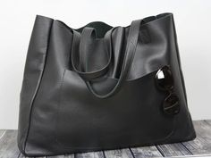 Soft Leather Tote Oversized Slouchy Tote Black Handbag for - Etsy Black Hobo Bag With Rolled Handles, Black Tote Hobo Bag With Rolled Handles, Black Satchel With Rolled Handles For Shopping, Black Satchel Shoulder Bag With Rolled Handles, Black Satchel With Rolled Handles For Everyday, Black Shoulder Satchel With Rolled Handles, Everyday Black Satchel With Rolled Handles, Black Shoulder Bag With Rolled Handles For Shopping, Black Tote Satchel With Rolled Handles