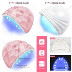 Product Description: Name: 54W Uv Led Nail Lamp Color: White / Pink Usage: Curing Lamp Gel Polish Size: 15.1cm * 12.5cm * 7.4cm / 5.9in * 4.9in * 2.9in Bead Quantity: 18pcs Power: 54w Plug Type: USB Plug : Plastic + Lamp Beads Package: 1pc Lamp + Plug Fit Gel Type:UV Gel / Gel Polish/ Extension Gel Feature: 1.Suitable all nail gels, wide range of applications. 2.Dual light source lamp beads 180-degree irradiation without dead angle, faster efficiency 3.Simulated sunlight nail art led fluorescent Lamp Nails, Nails Gel Polish, Lamp Color, Fluorescent Lamp, Lamp Beads, Nail Dryer, Art Equipment, Led Nail Lamp, Nail Lamp