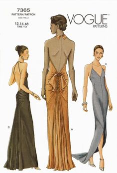 two women in evening gowns and one is wearing a halt neck dress with an open back