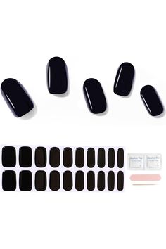 ACROIN Semi Cured Gel Nail Strips, Nail Wraps, 20 Extra-Long Stickers, Works with Any Nail Lamps, Salon-Quality, Long Lasting, Easy to Apply &amp; Remove, Includes Cleaning Pad, Nail File, Wooden Stick - Black Gel Nail Strips, Stripped Nails, Nail File, Gel Nail, Black Beauty, Extra Long, Gel Nails