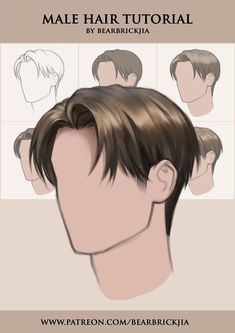 Drawing Male Hair, Drawing Hair Tutorial, Asian Haircut, Hair Sketch