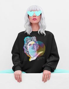 Vaporwave clothes - Unisex vaporwave sweater, japanese kanji shirt, synthwave style, cyberpunk clothing, cyberpunk clothes, harajuku shirt, korean streetwear, vaporwave art, vaporwave shirt, vaporwave clothing, korean fashion, plus size kawaii sweater, japanese streetwear, pastel sweatshirt, pastel sweater, kawaii clothes, harajuku sweatshirt, comfort colors, aesthetic crewneck, japanese artwork. Ideal for any situation, a unisex heavy blend crewneck sweatshirt is pure comfort. These garments ar Trendy Anime Print Sweatshirt For Streetwear, Trendy Streetwear Sweater With Screen Print, Trendy Sweater With Screen Print For Streetwear, Vaporwave Clothes, Kawaii Streetwear, Vaporwave Clothing, Vaporwave Fashion, Vaporwave Shirt, Pastel Sweatshirt