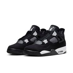 Black And White Jordan 4’s, Black Jordan 4’s, White Thunder Jordan 4, Jordan 4 White Thunder, Jordan 4 Black And White, Nice Shoes For Men, Drippy Shoes, Jordans 4s, Nike Air Dunk