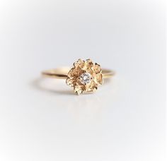 Peony No.2 Ring 14K Peony Stackable Ring Solid 14k Gold Flower Ring Flower Ring Peony Ring Flower Engagement Ring - Etsy Elegant 14k Gold Diamond Ring In Flower Shape, Elegant Flower Shaped Ring With Rose Cut Diamonds, Elegant Flower Jewelry For Proposal, 14k Gold Flower Ring With Prong Setting, Elegant 14k Gold Flower Ring, Yellow Gold Flower Ring With Single Diamond For Wedding, Elegant Flower Ring With Single Diamond, Wedding Yellow Gold Flower Ring With Diamond, Elegant Flower Ring With Rose Cut Diamonds