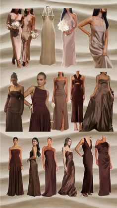 several different types of women in long dresses