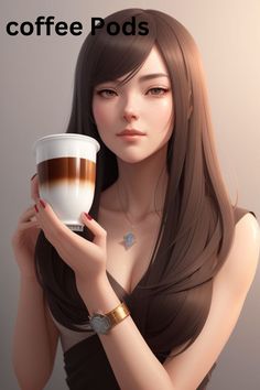 a woman is holding a cup of coffee