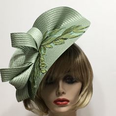 "Sage Derby Fascinator, Horse Race Hat, Kentucky Derby Hat, Preakness Race, Sage Leaf Church Hat, Tea Party Hat, Wedding Guest Hat This lovely fascinator is Sage with embroidered leaves and a matching 1\" satin covered headband.    I have designed and created each piece from my smoke-free studio.   All pieces are securely wrapped and boxed to prevent damage/breakage. This item is ready to ship.  Thank you very much for visiting my shop. Have a blooming day!" Adjustable Top Hat With Pinched Crown For Kentucky Derby, Fitted Evening Hats For Spring, Spring Formal Fitted Costume Hats And Headpieces, Fitted Straw Hat With Curved Brim For Royal Ascot, Short Brim Straw Hat For Royal Ascot, Fitted Short Brim Straw Hat For Royal Ascot, Fitted Straw Hat For Royal Ascot Evening, Fitted Straw Hat For Evening At Royal Ascot, Fitted Curved Brim Top Hat For Church