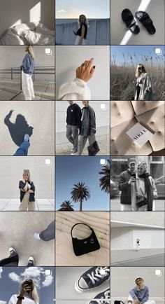 the collage shows many different images with one person standing in front of an object