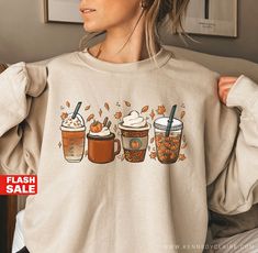 "Its Fall Yall - Fall Sweatshirt for Women, Pumpkin Shirt, Fall Crewneck Womens Thanksgiving Shirt Shop with Confidence! We are a 5-Star Rated Shop operating since 2015! HOW TO ORDER MULTIPLES: 1. Select your size and color in the drop down menus. 2. Click Add to Cart, then go back and repeat for each shirt. SIZING: * All sweatshirts are unisex, classic fit. Please refer to size chart in listing photos for details. * Easy measuring tip: Take your favorite shirt, lay it on a flat surface and meas Fall Bridal Shower Ideas, Cute Fall Decor, Cute Fall Sweater, Cute Sweaters For Fall, Thanksgiving Sweater, Cute Hoodies, Coffee Sweater, Nurse Halloween, Halloween Tattoo