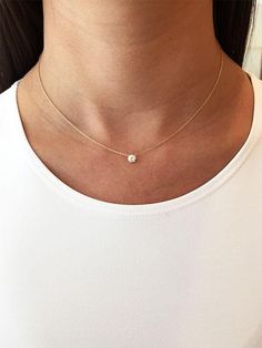 Small Faux Diamond Solitaire Necklace • 14K White Gold• 16" Long• Faux Diamond .5CT Chain With Pendant Gold, Gold Chain Design For Men, Chains For Men Gold, Men Gold Chain, Engagement Rings And Wedding Band, Necklace Design Ideas, Xo Necklace, Best Necklace, Gold Chain Belt